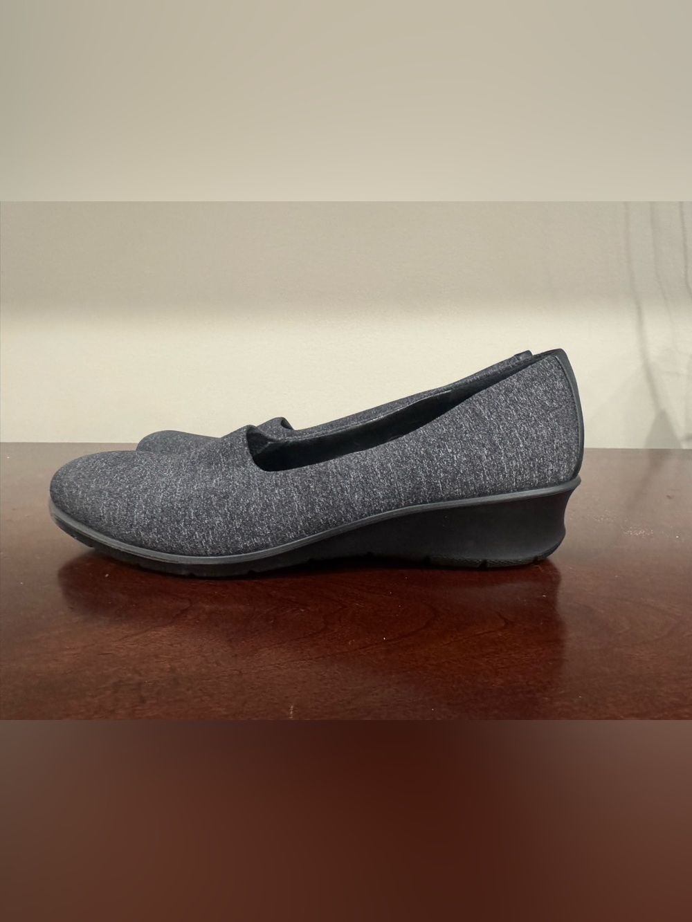 Brand New ECCO Felicia Stretch Slip-On Wedge Loafers – Heather Dark Grey 10.5